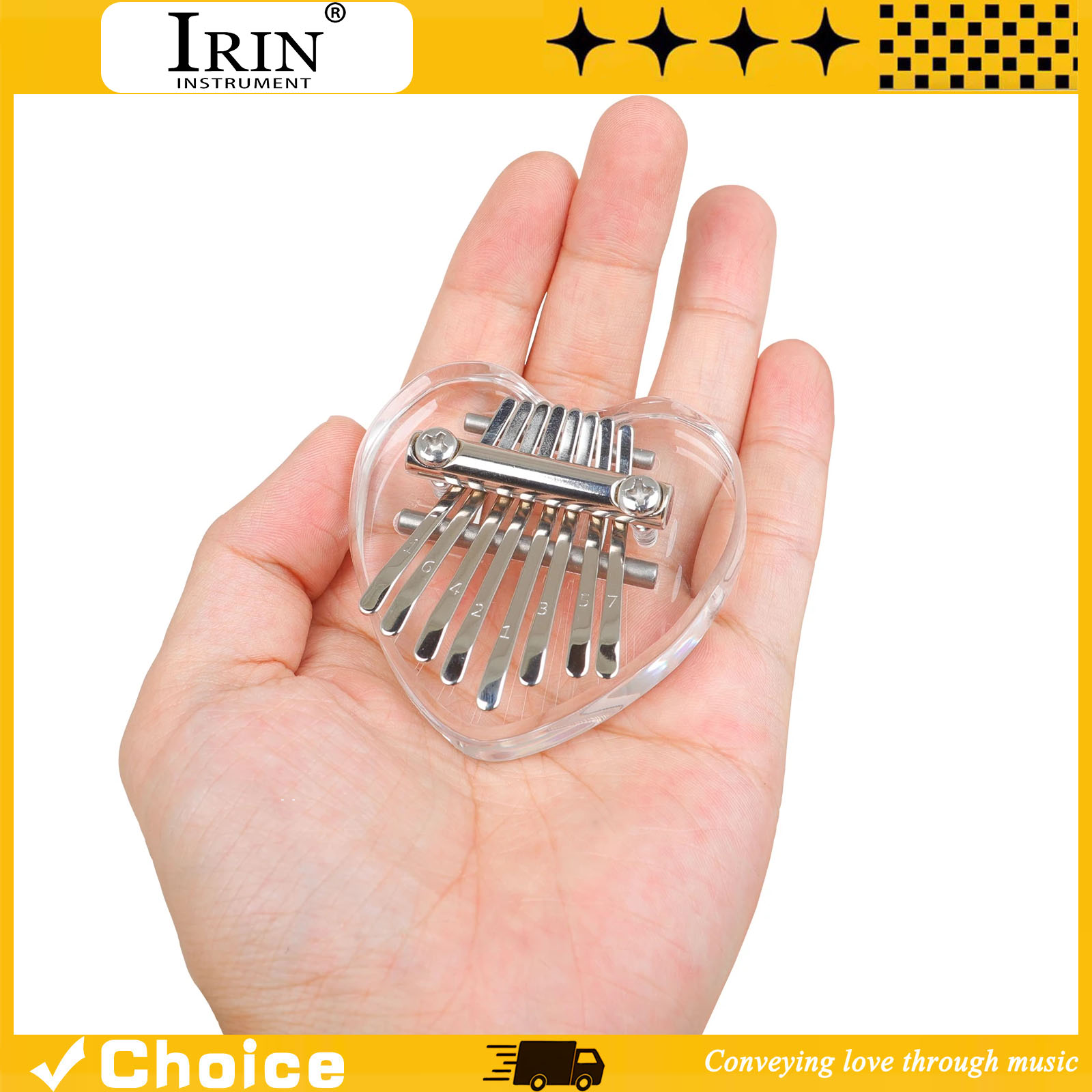 A Musical Instrument With Keys - 8-Key Kalimba Mini Duimpiano Acryl Transparant