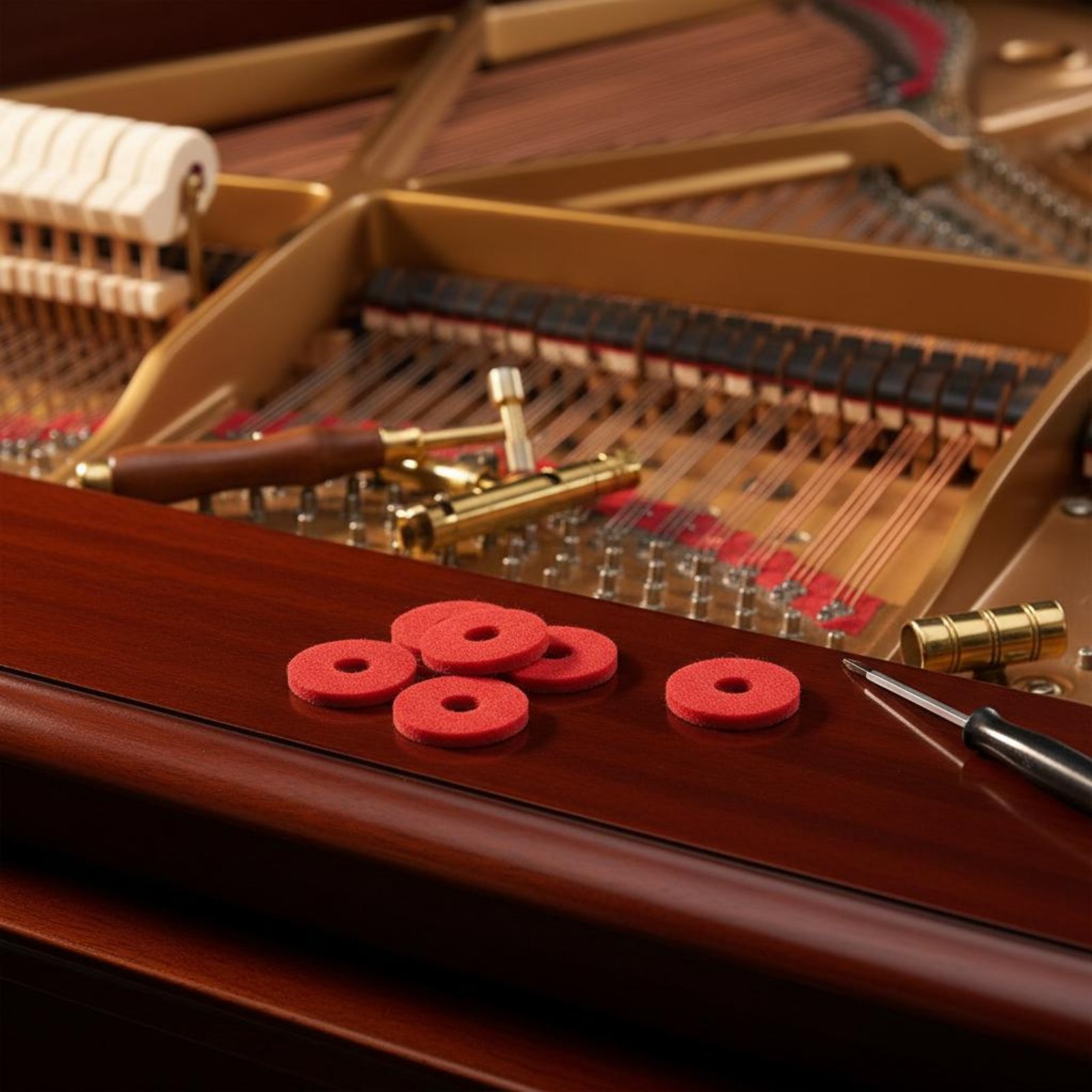 A Musical Instrument With Keys - Rode pianotoetsring Kleine ronde vorm Vilten