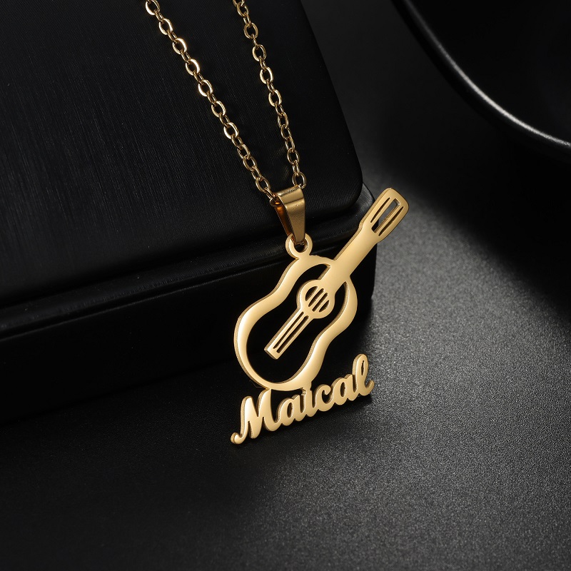 Musical Instrument And Name - Nieuwe aangepaste naam muziekinstrument hanger ketting