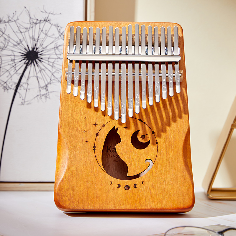 A Musical Instrument With Keys - 17-toetsen Kalimba kleurverloop ontwerp duimpiano mahoniehouten