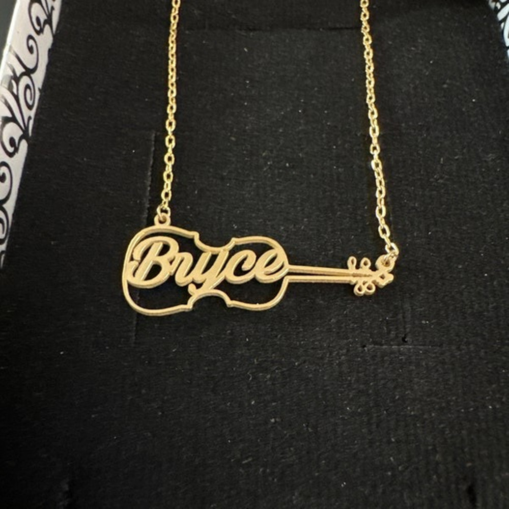 Musical Instrument And Name - Aangepaste gepersonaliseerde viool ketting verguld roestvrij