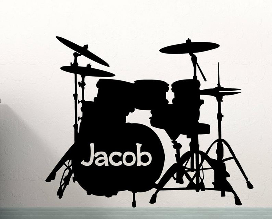 Drum Set Muurtattoo Custom Naa - Musical Instrument And Name recensie en prijs